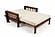 Futon Set - Twin Size - Osaka Natural Frame, Mattress w/Removable Solid Cover
