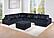 194 Fabric 7-Piece Modular Sectional Sofa Set Black by Poundex