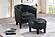 F1944 Faux Leather Accent Chair w/Ottoman Black by Poundex