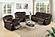 F6696 Padded Suede w/Faux Leather Reclining Sofa Chocolate/Black by Poundex
