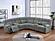 F8127 Fabric Manual Motion Sectional Sofa Set Smoke by Poundex