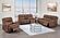 F8152 Leather-Like Fabric Reclining Loveseat w/Console Walnut by Poundex