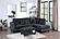 F8300 Fabric 3-Piece Sectional Sofa Set w/2 Accent Pillows Black by Poundex