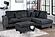 F8300 Fabric 3-Piece Sectional Sofa Set w/2 Accent Pillows Black by Poundex