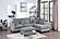 F8301 Fabric 3-Piece Sectional Sofa Set w/2 Accent Pillows Fog by Poundex