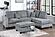 F8301 Fabric 3-Piece Sectional Sofa Set w/2 Accent Pillows Fog by Poundex