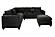 F8302 Fabric 4-Piece Sectional Sofa Set w/2 Accent Pillows Black by Poundex