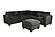F8302 Fabric 4-Piece Sectional Sofa Set w/2 Accent Pillows Black by Poundex