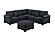 F8304 Fabric 4-Piece Sectional Sofa Set w/2 Accent Pillows Black by Poundex