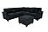 F8304 Fabric 4-Piece Sectional Sofa Set w/2 Accent Pillows Black by Poundex