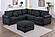 F8304 Fabric 4-Piece Sectional Sofa Set w/2 Accent Pillows Black by Poundex