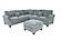 F8305 Fabric 4-Piece Sectional Sofa Set w/2 Accent Pillows Fog by Poundex