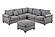 F8305 Fabric 4-Piece Sectional Sofa Set w/2 Accent Pillows Fog by Poundex
