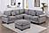 F8305 Fabric 4-Piece Sectional Sofa Set w/2 Accent Pillows Fog by Poundex
