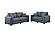 F8314 Fabric 2-Piece Sofa Set Dark Gray by Poundex