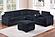 F8344 Fabric 4-Piece Sectional Sofa Set w/Ottoman Black by Poundex