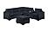 F8344 Fabric 4-Piece Sectional Sofa Set w/Ottoman Black by Poundex
