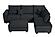 F8409 Fabric 3-Piece Sectional Sofa Set w/2 Accent Pillows Black by Poundex
