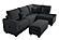 F8409 Fabric 3-Piece Sectional Sofa Set w/2 Accent Pillows Black by Poundex