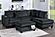 F8409 Fabric 3-Piece Sectional Sofa Set w/2 Accent Pillows Black by Poundex
