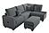 F8410 Fabric 3-Piece Sectional Sofa Set w/2 Accent Pillows Dark Gray by Poundex