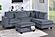 F8410 Fabric 3-Piece Sectional Sofa Set w/2 Accent Pillows Dark Gray by Poundex