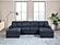 F8476 Fabric 3-Piece Sectional Sofa Set Dark Blue by Poundex