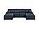 F8476 Fabric 3-Piece Sectional Sofa Set Dark Blue by Poundex
