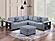 F8495 Fabric 4-Piece Sectional Sofa Set Gray by Poundex