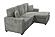 F8551 Fabric 2-Piece Convertible Sectional Sofa Set w/2 Accent Pillows & Fold-Down Table Smoke by Poundex