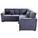 F8555 Fabric 3-Piece Convertible Sectional Sofa Set w/2 Accent Pillows Dark Gray by Poundex