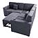 F8555 Fabric 3-Piece Convertible Sectional Sofa Set w/2 Accent Pillows Dark Gray by Poundex