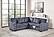 F8555 Fabric 3-Piece Convertible Sectional Sofa Set w/2 Accent Pillows Dark Gray by Poundex