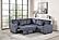 F8555 Fabric 3-Piece Convertible Sectional Sofa Set w/2 Accent Pillows Dark Gray by Poundex