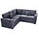 F8555 Fabric 3-Piece Convertible Sectional Sofa Set w/2 Accent Pillows Dark Gray by Poundex