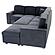 F8559 Fabric 4-Piece Convertible Sectional Sofa Set w/2 Accent Pillows Dark Gray by Poundex