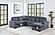 F8559 Fabric 4-Piece Convertible Sectional Sofa Set w/2 Accent Pillows Dark Gray by Poundex