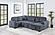 F8559 Fabric 4-Piece Convertible Sectional Sofa Set w/2 Accent Pillows Dark Gray by Poundex