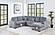 F8560 Fabric 4-Piece Convertible Sectional Sofa Set w/2 Accent Pillows Fog by Poundex