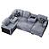 F8561 Fabric 4-Piece Convertible Sectional Sofa Set w/2 Accent Pillows Gray by Poundex