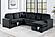 F8565 Fabric 4-Piece Sectional Sofa Set w/2 Accent Pillows Black by Poundex