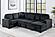 F8565 Fabric 4-Piece Sectional Sofa Set w/2 Accent Pillows Black by Poundex