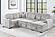 F8566 Fabric 4-Piece Sectional Sofa Set w/2 Accent Pillows Ivory by Poundex