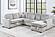 F8566 Fabric 4-Piece Sectional Sofa Set w/2 Accent Pillows Ivory by Poundex