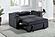 F8568 Fabric Convertible Sofa w/2 Accent Pillows & USB Ports Black by Poundex