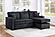 F8572 Fabric 2-Piece Convertible Sectional Sofa Set w/Usb Ports & 2 Accent Pillows Black by Poundex
