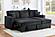 F8572 Fabric 2-Piece Convertible Sectional Sofa Set w/Usb Ports & 2 Accent Pillows Black by Poundex
