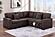 F8576 Fabric 3-Piece Convertible Sectional Sofa Set w/2 Accent Pillows Chocolate by Poundex