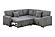 F8577 Fabric 3-Piece Convertible Sectional Sofa Set w/2 Accent Pillows Smoke by Poundex