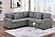 F8577 Fabric 3-Piece Convertible Sectional Sofa Set w/2 Accent Pillows Smoke by Poundex